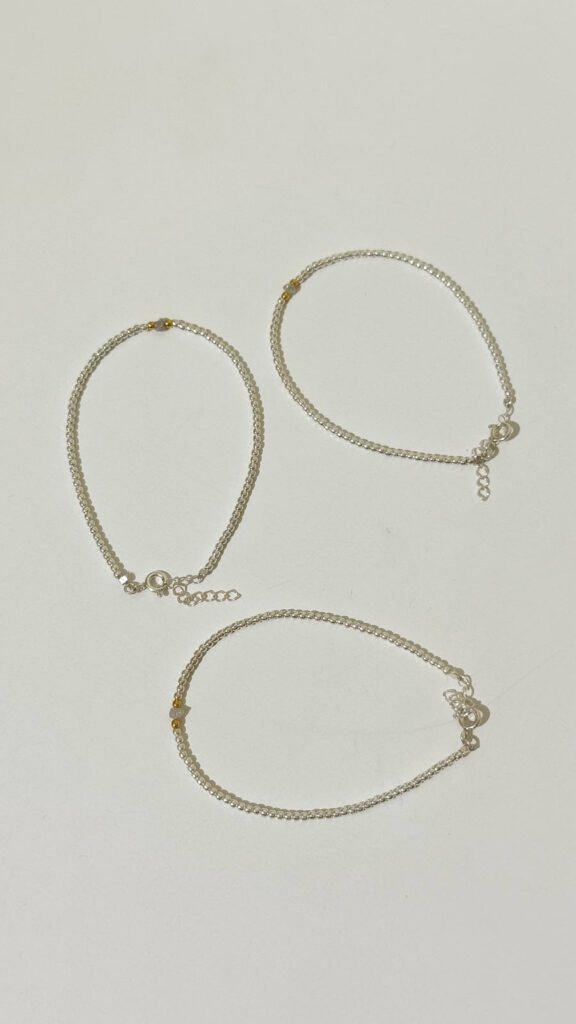 Raw African Diamond Silver Bead Bracelet