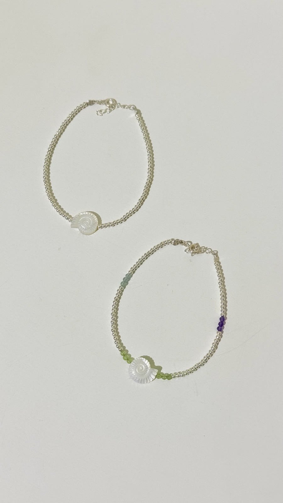 Shell Silver Bead Bracelet