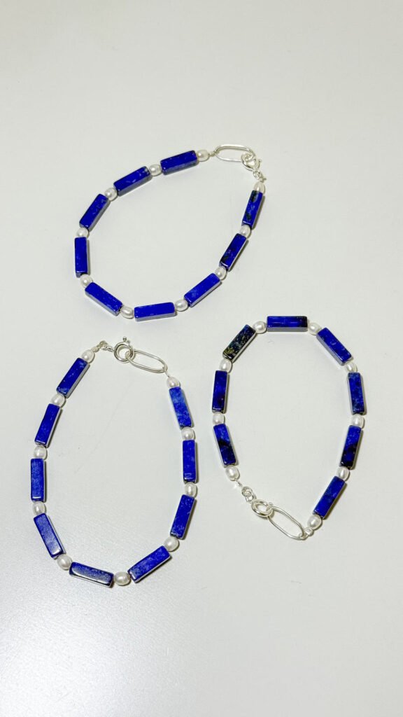 Long Lapis Pearl Bracelet