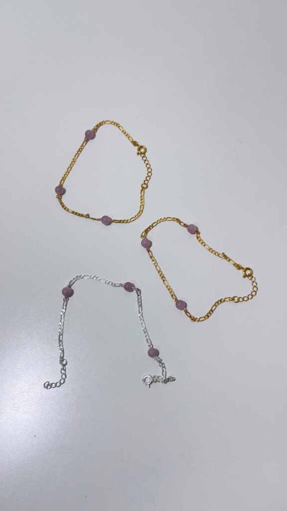 Kunzite Figaro Bracelet, Silver