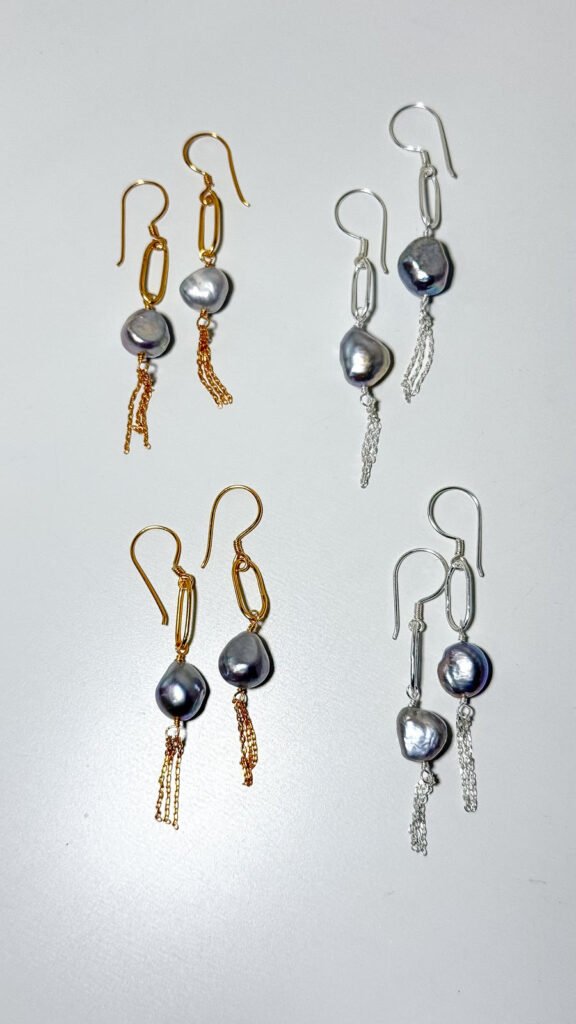 Small Oriana Grey Pearl Earring