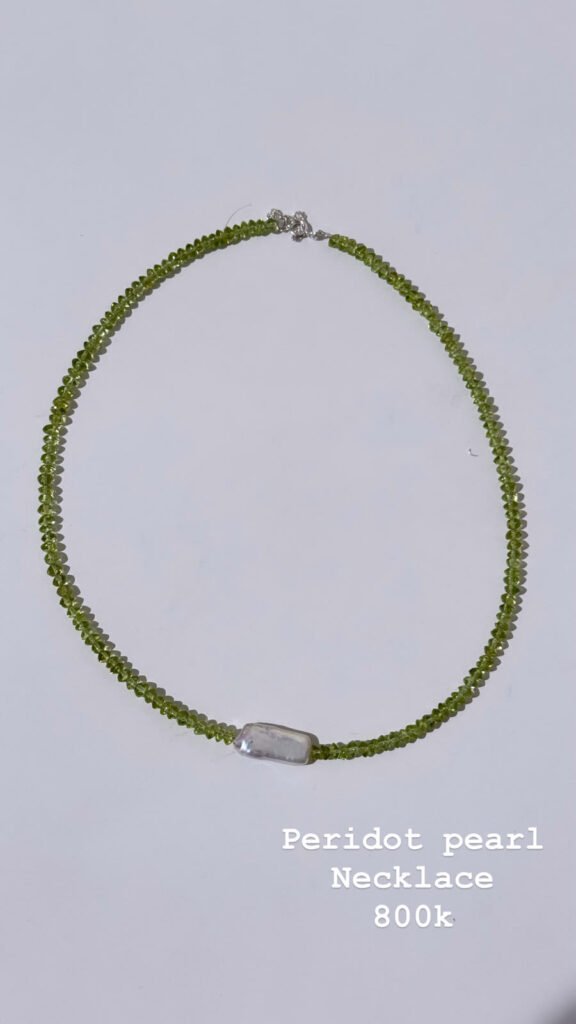 Peridot Pearl Necklace A