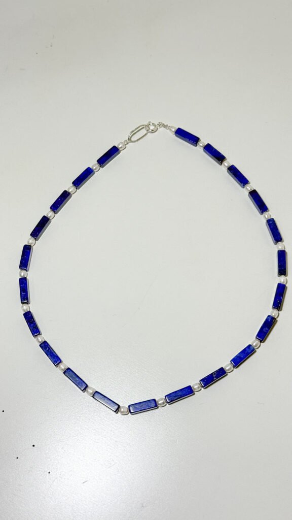 Long Lapis Pearl Necklace