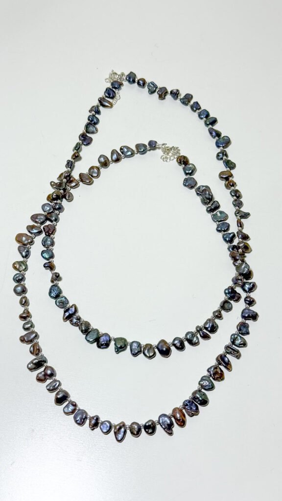 Coin Black Pearl Bead Necklace