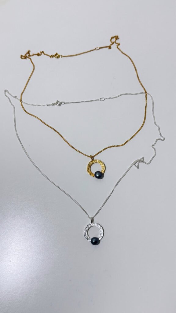 Pearl Karma Hammer Necklace, Silver