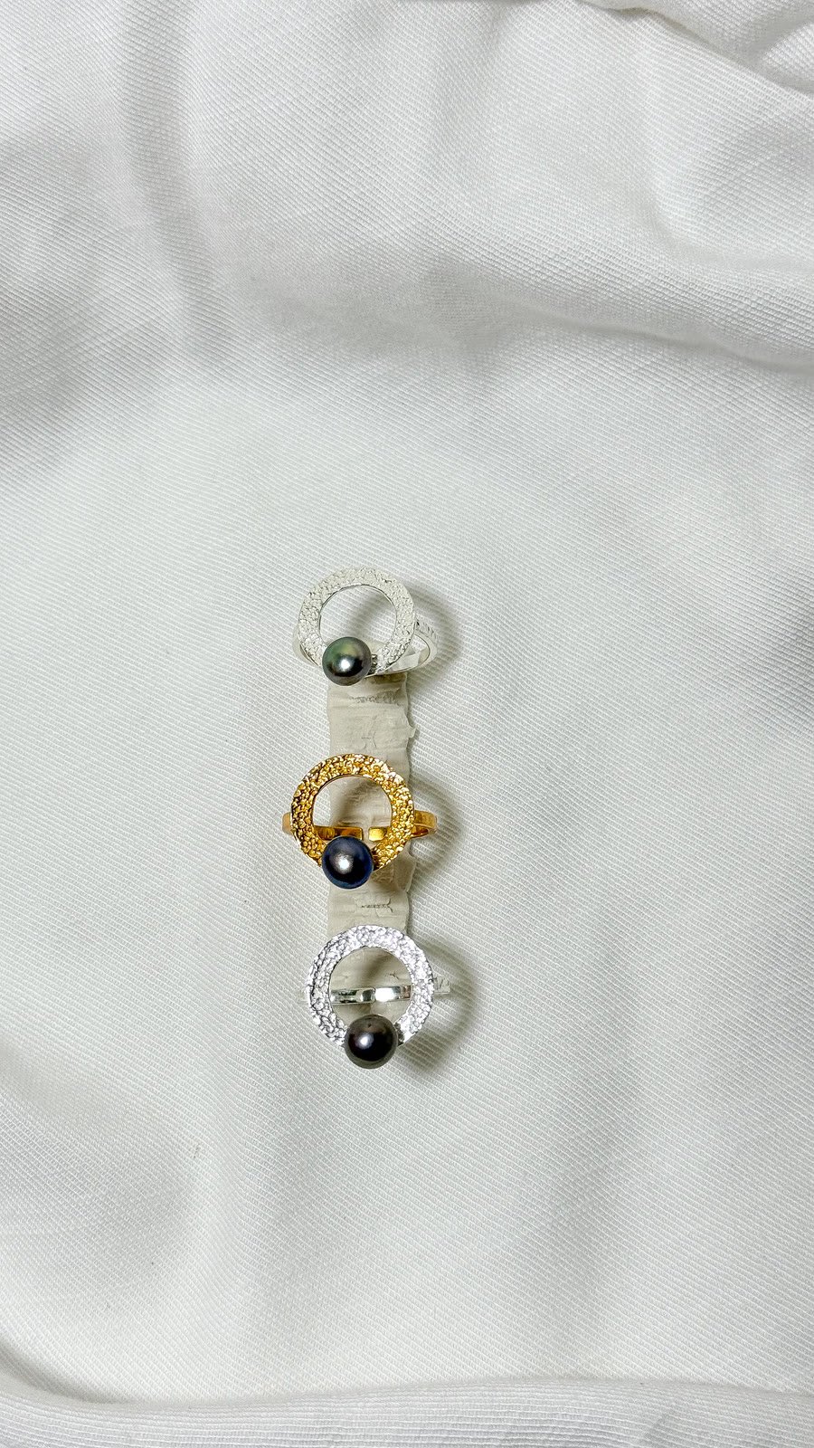 Pearl Karma Hammer Ring, Silver