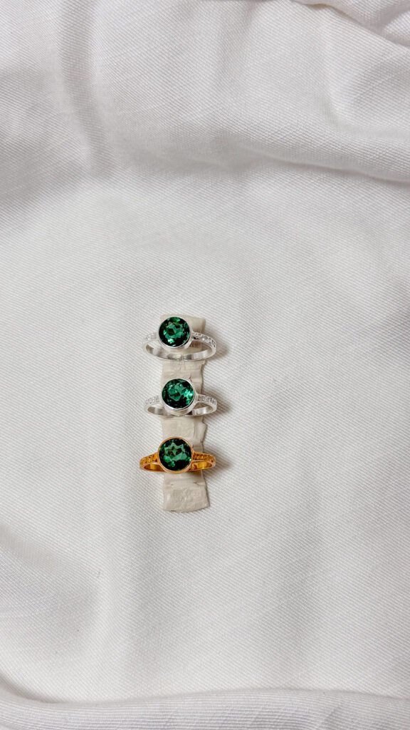 Green Quartz Hammer Ring, Silver