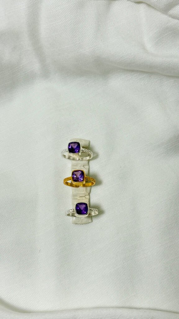 Amethyst Hammer Ring, Silver