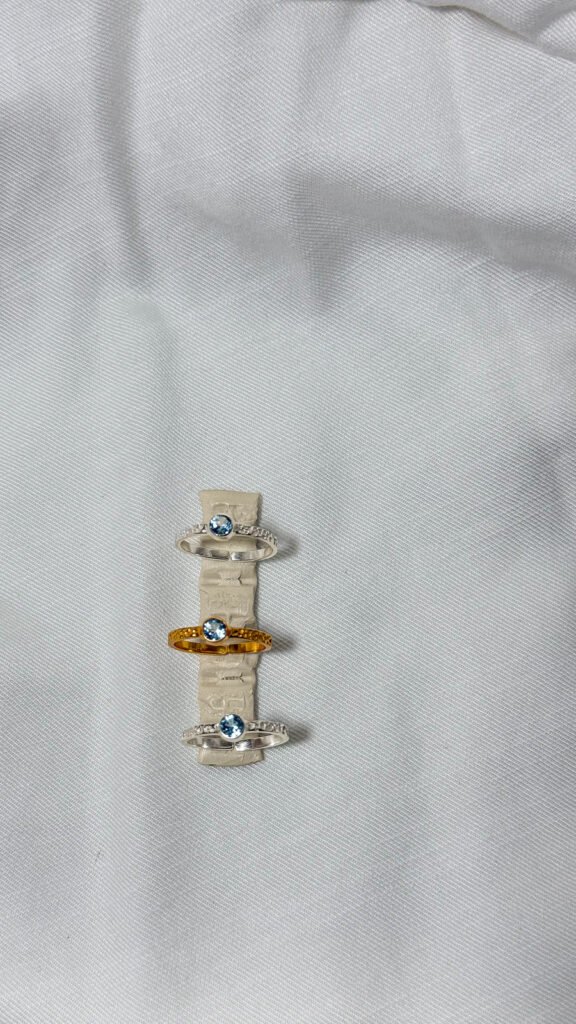 Round Topaz Hammer Ring, Silver